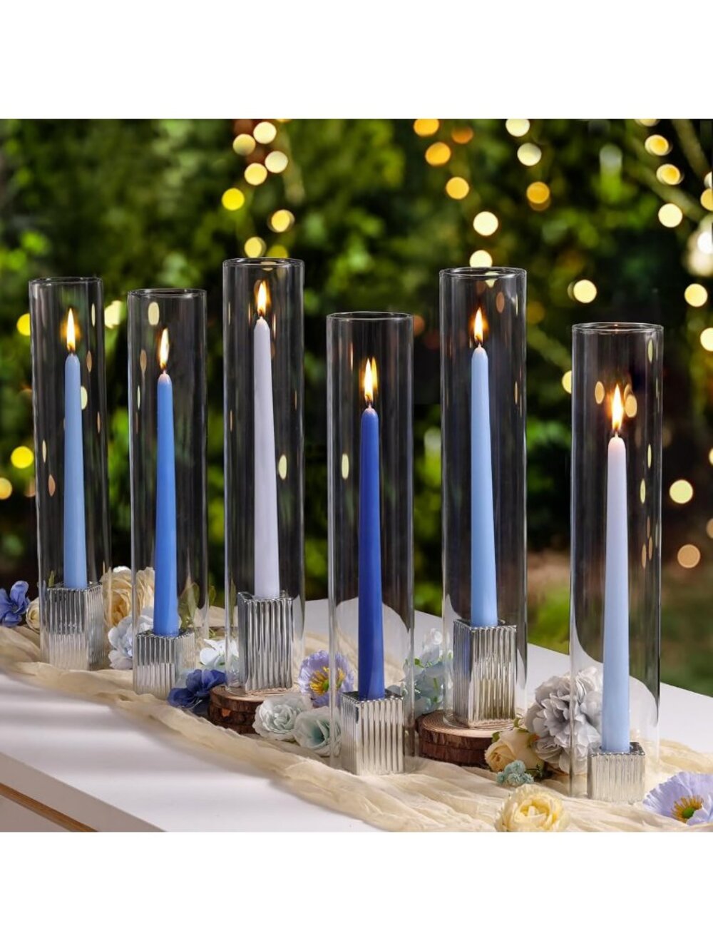 Elegant Hurricane Candle Holders Set of 9 - Windproof Taper Holders for Events